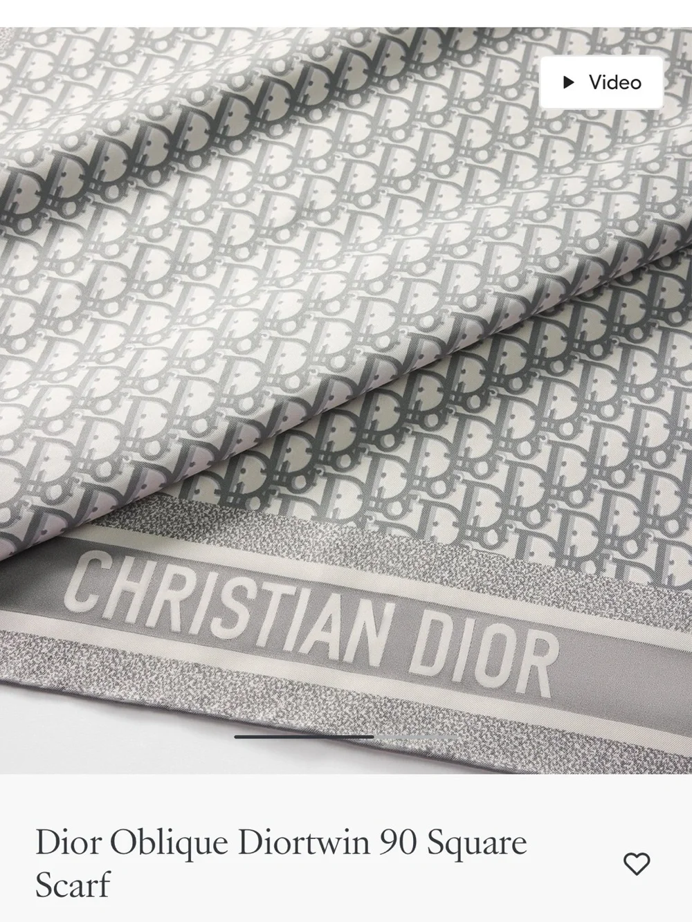 Dior Gray and White Reversable Christian Dior Oblique Diortwin 90 Square scarf